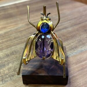 Rare Coro sterling silver gold vermeil flying insect brooch